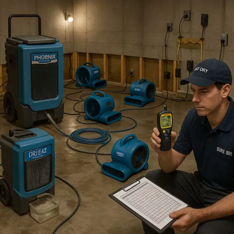 Structural Drying and Dehumidification process in Ludlow, MA